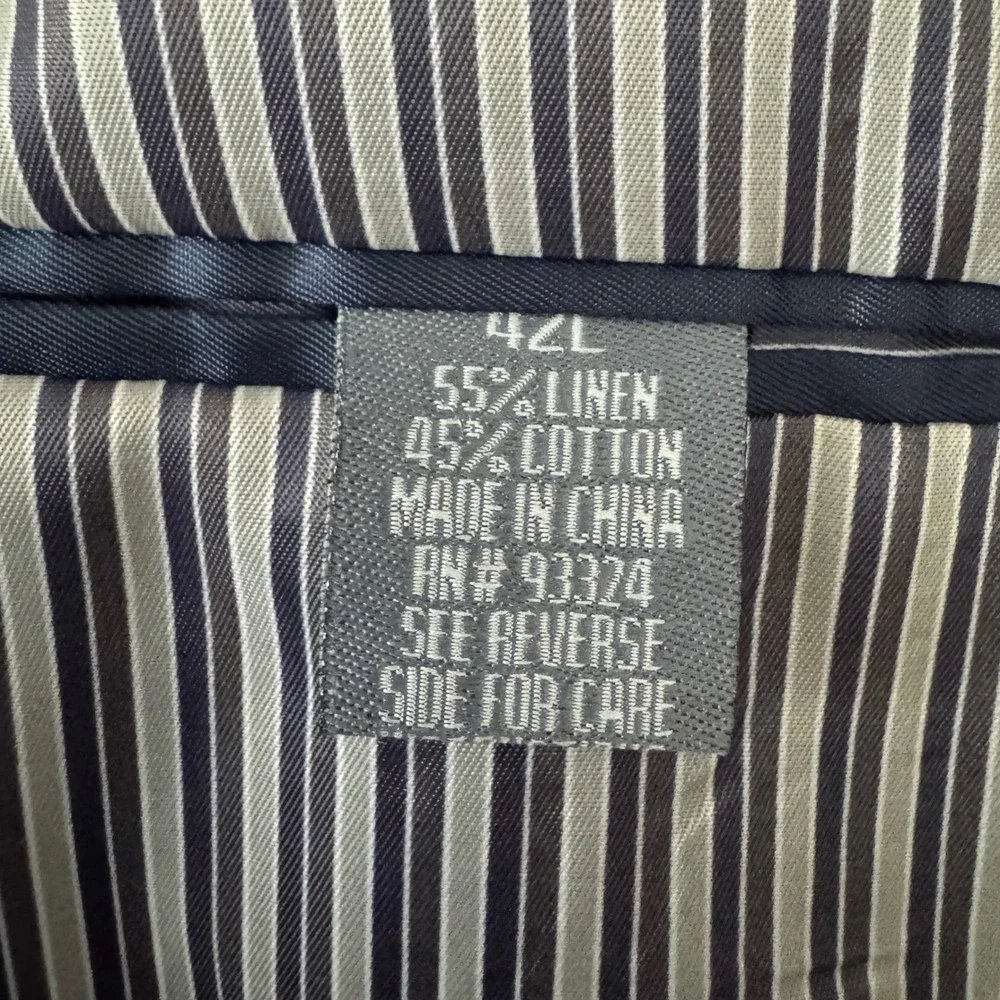 Madison Mens 42L Blazer Jacket Charcoal Gray‎ Linen Cotton Blend Two Button 42 L